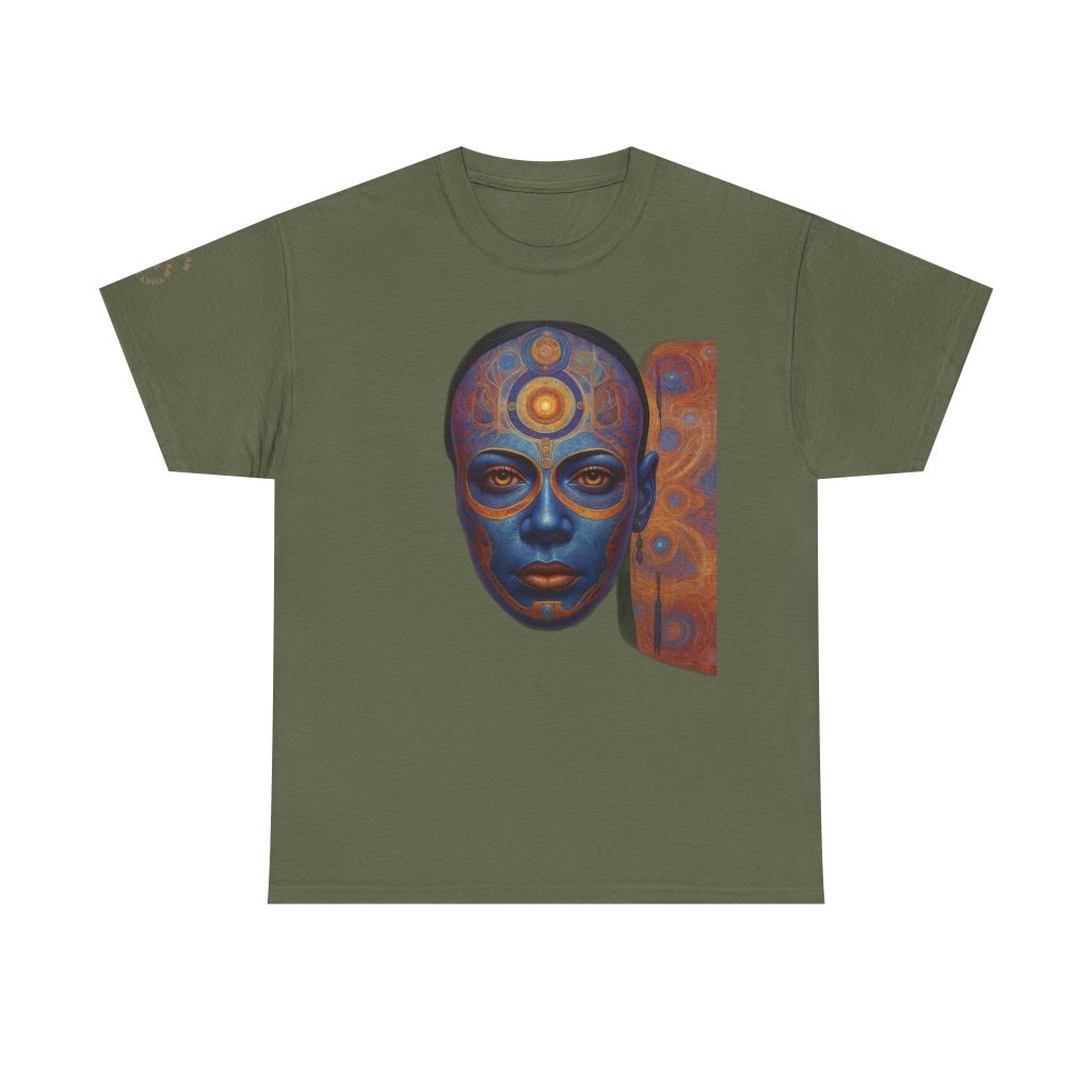Cosmic Mind Awakening - Sacred Geometry Third Eye Portrait | Psychedelic Spiritual Art Unisex Heavy Cotton Tee
