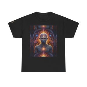 Awakened Consciousness – Sacred Geometry Cosmic Being | Spiritual Psychedelic Art Unisex Heavy Cotton Tee - Image 5