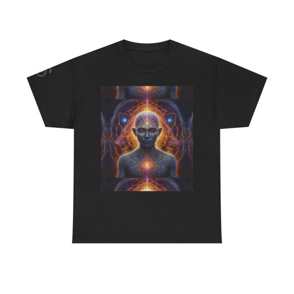 Awakened Consciousness - Sacred Geometry Cosmic Being | Spiritual Psychedelic Art Unisex Heavy Cotton Tee