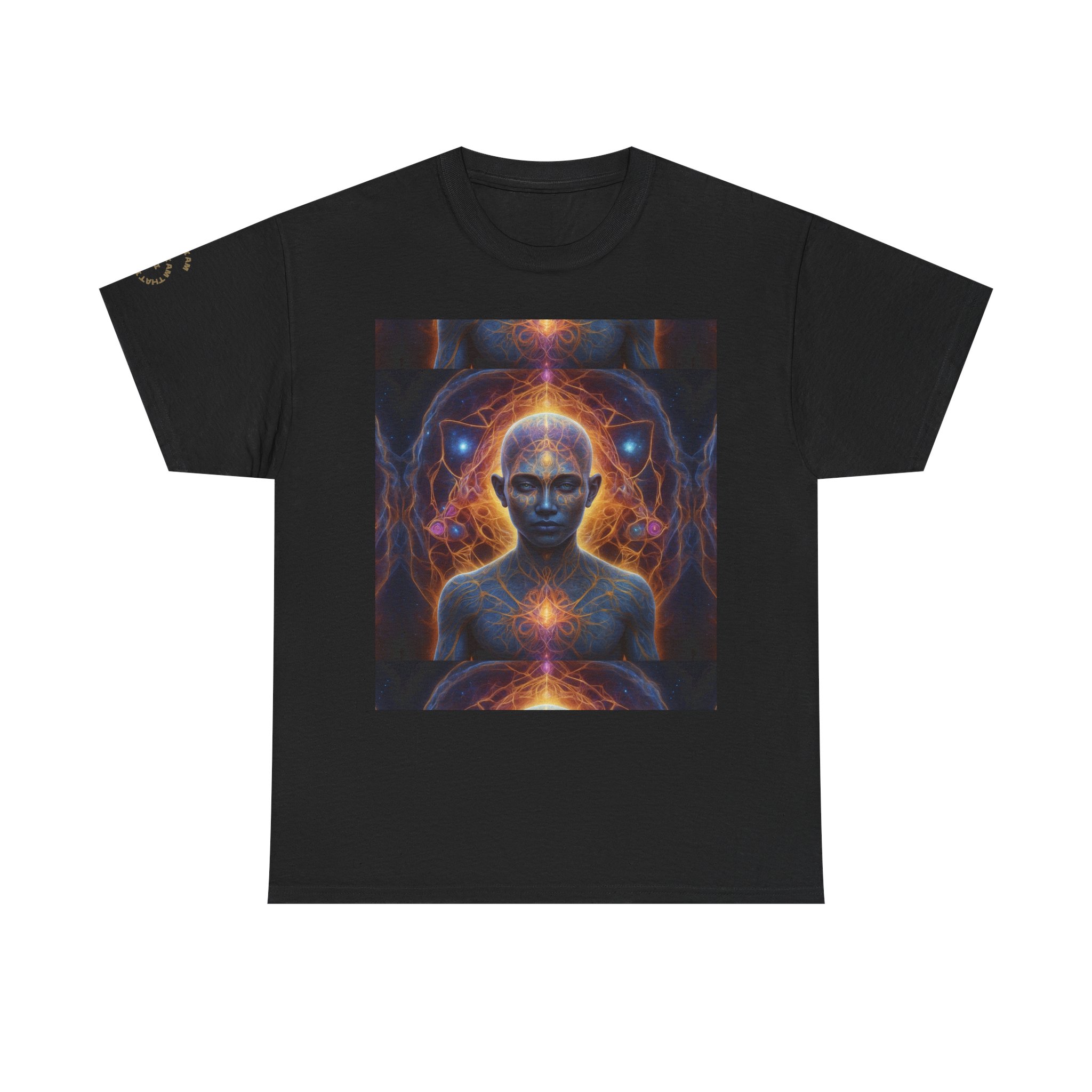 Awakened Consciousness - Sacred Geometry Cosmic Being | Spiritual Psychedelic Art Unisex Heavy Cotton Tee - Image 5