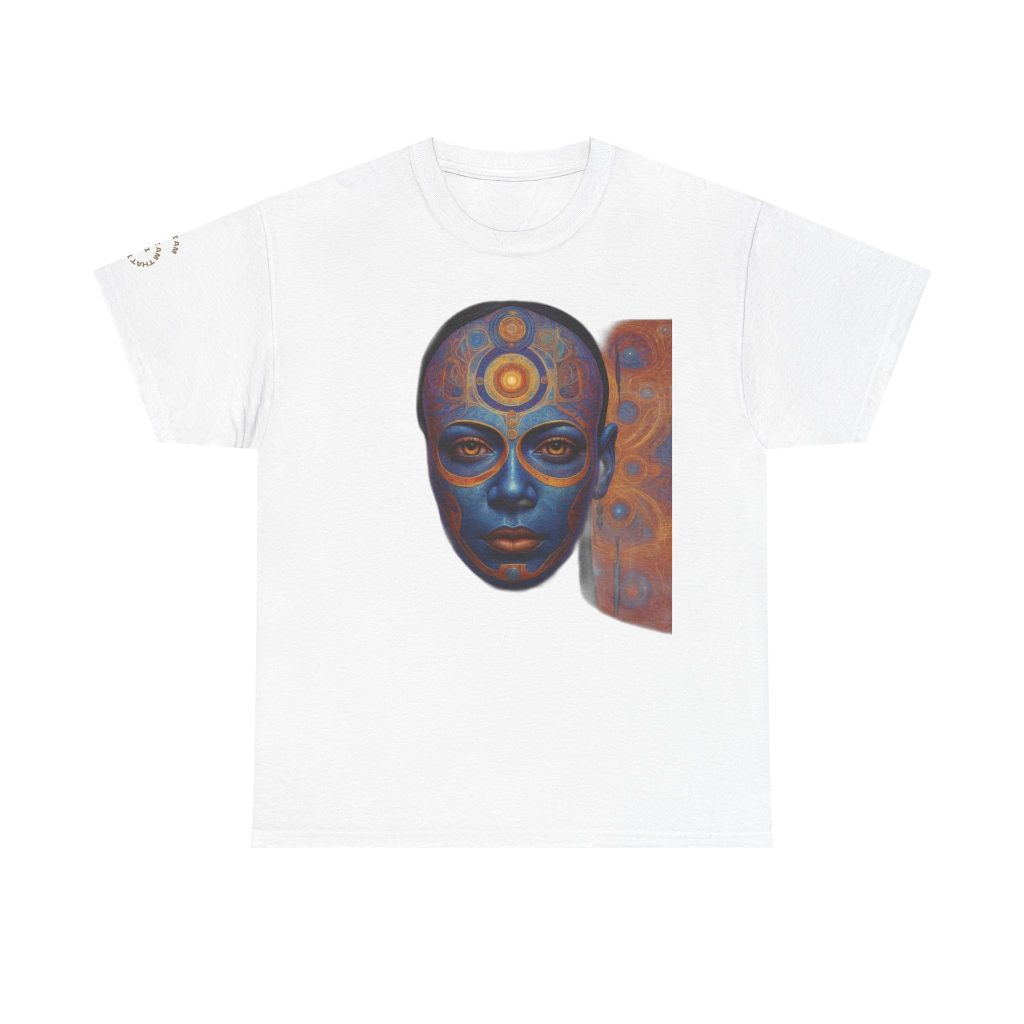 Cosmic Mind Awakening - Sacred Geometry Third Eye Portrait | Psychedelic Spiritual Art Unisex Heavy Cotton Tee