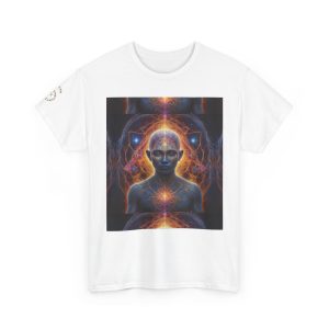Awakened Consciousness – Sacred Geometry Cosmic Being | Spiritual Psychedelic Art Unisex Heavy Cotton Tee - Image 3