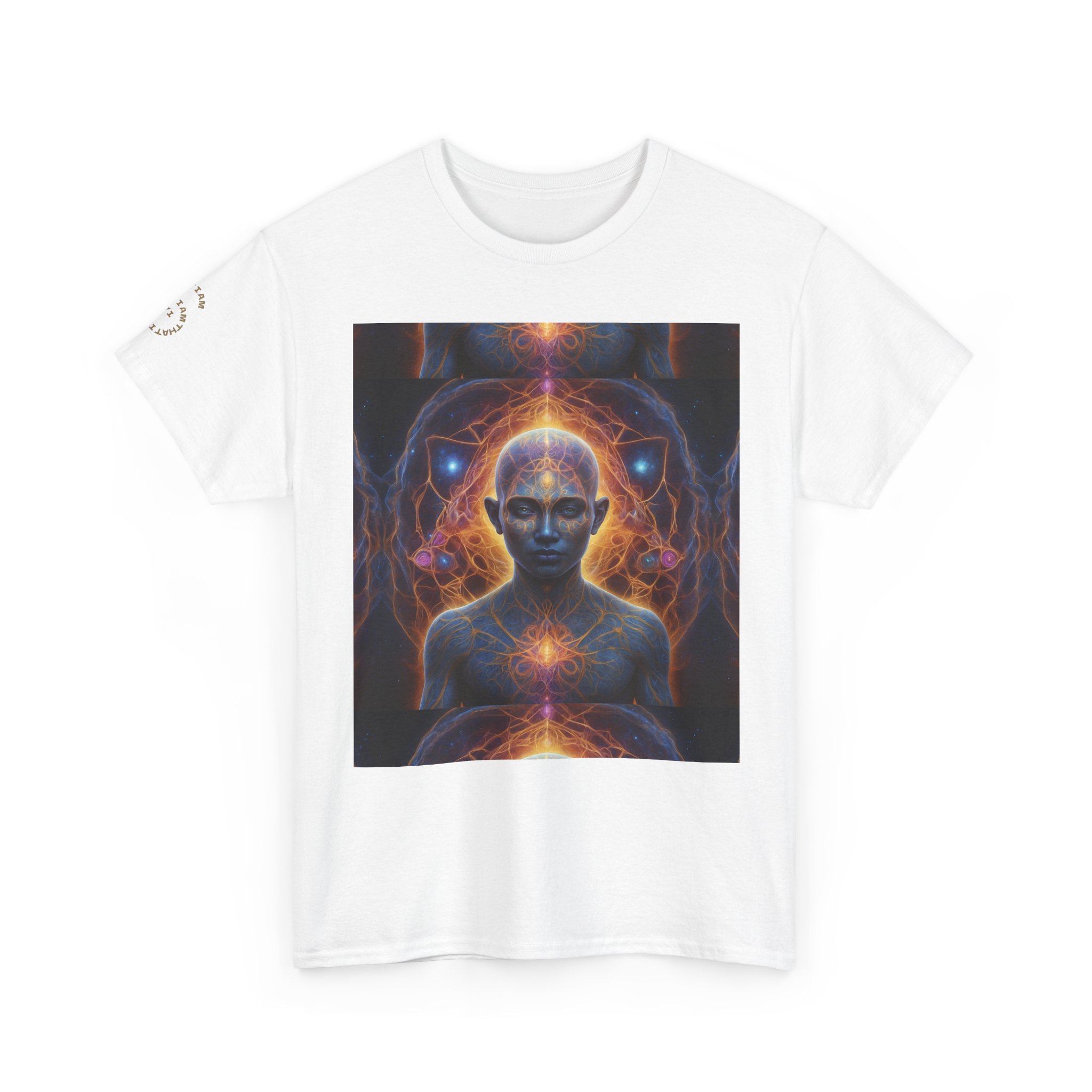Awakened Consciousness - Sacred Geometry Cosmic Being | Spiritual Psychedelic Art Unisex Heavy Cotton Tee - Image 3