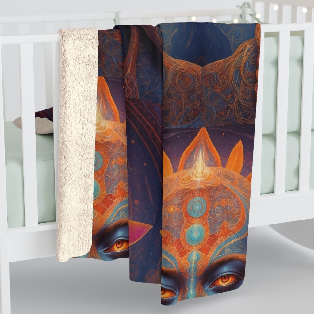 Solar Consciousness - Sacred Geometry Sun Being | Third Eye Awakening Psychedelic Art Sherpa Fleece Blanket
