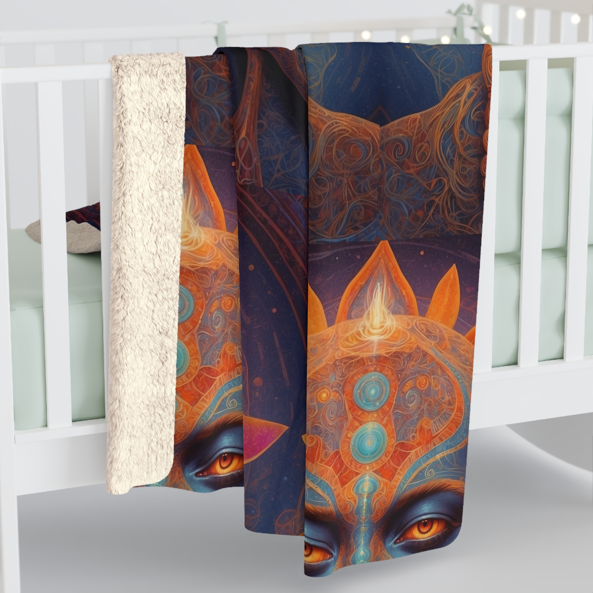 Solar Consciousness - Sacred Geometry Sun Being | Third Eye Awakening Psychedelic Art Sherpa Fleece Blanket - Image 8