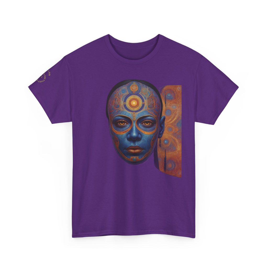 Cosmic Mind Awakening - Sacred Geometry Third Eye Portrait | Psychedelic Spiritual Art Unisex Heavy Cotton Tee