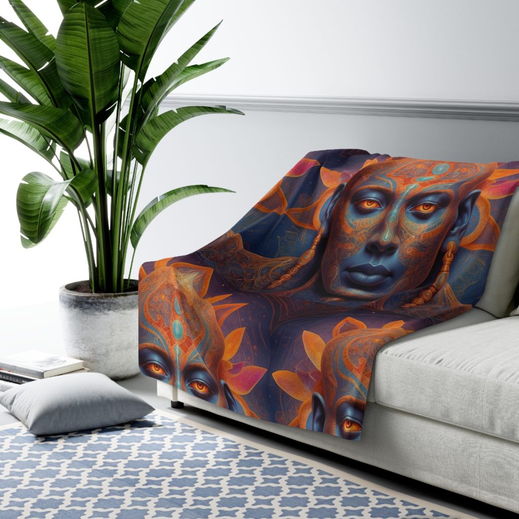 Solar Consciousness - Sacred Geometry Sun Being | Third Eye Awakening Psychedelic Art Sherpa Fleece Blanket