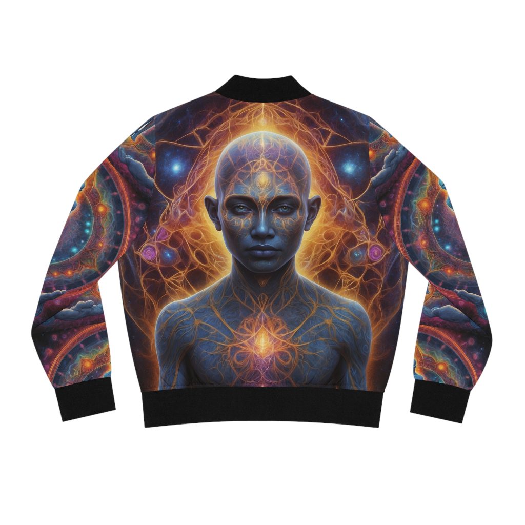 Cosmic Awakening Bomber Jacket - Chakra Alignment & Sacred Trinity | Psychedelic Spiritual Wear