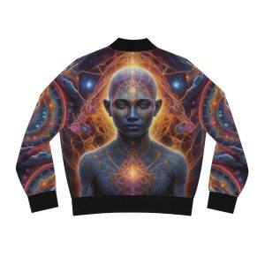 Cosmic Awakening Bomber Jacket - Chakra Alignment & Sacred Trinity | Psychedelic Spiritual Wear - Image 2