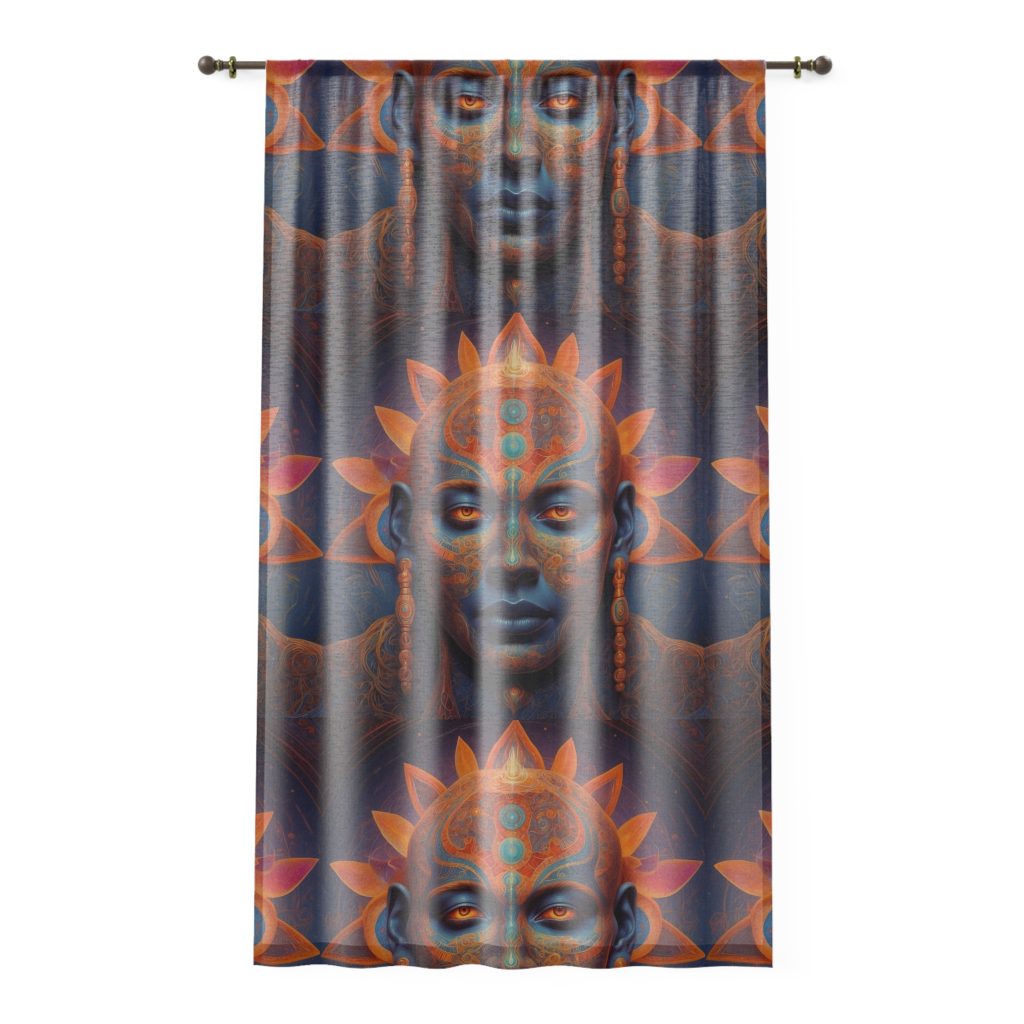 Mystic Lotus Face Window Curtain | Bohemian Spiritual Meditation Panel