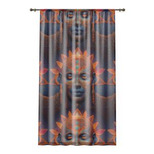 Mystic Lotus Face Window Curtain | Bohemian Spiritual Meditation Panel - Image 3