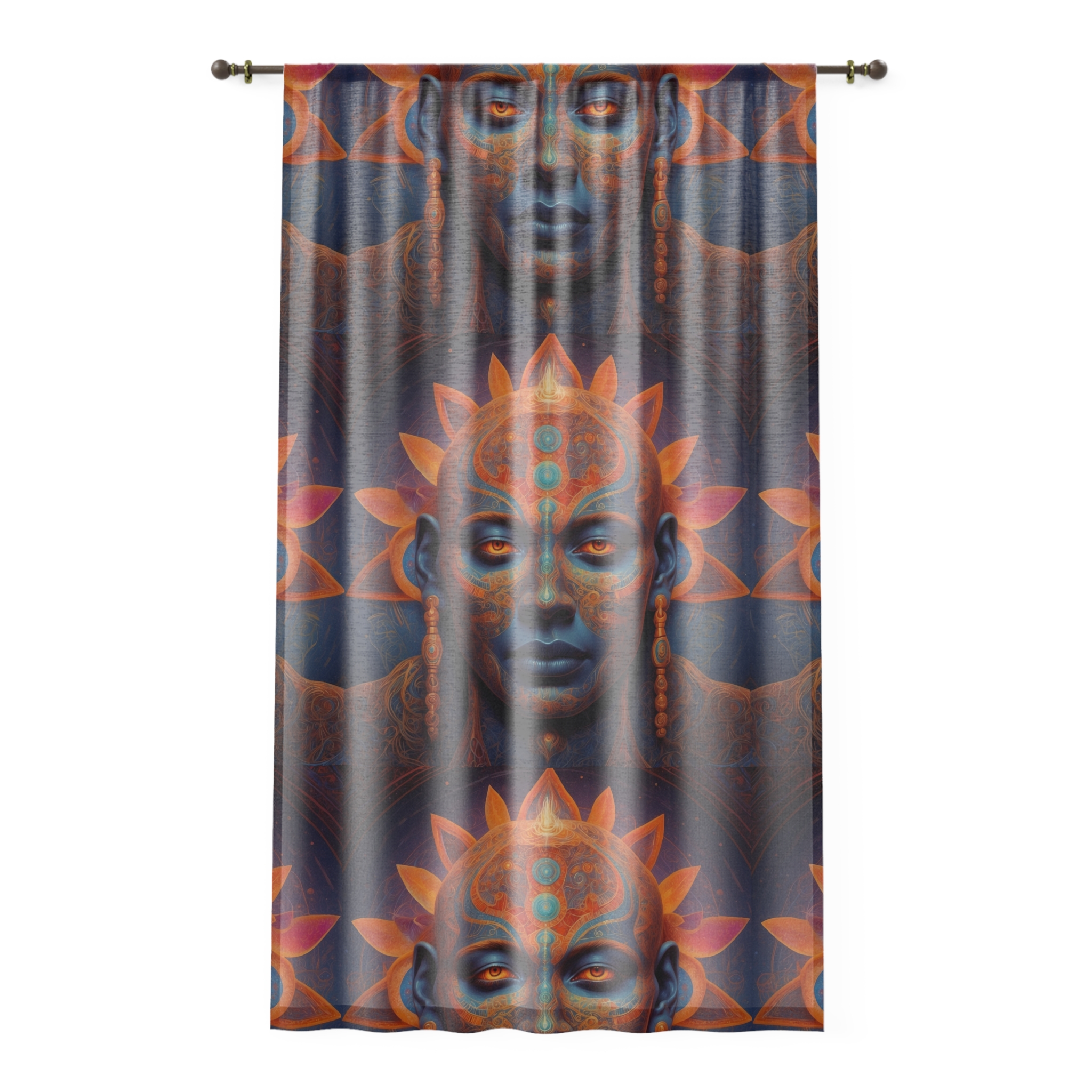 Mystic Lotus Face Window Curtain | Bohemian Spiritual Meditation Panel - Image 3