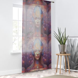 Mystic Goddess Portrait Window Curtain | Ethereal Space Face Tapestry - Image 2