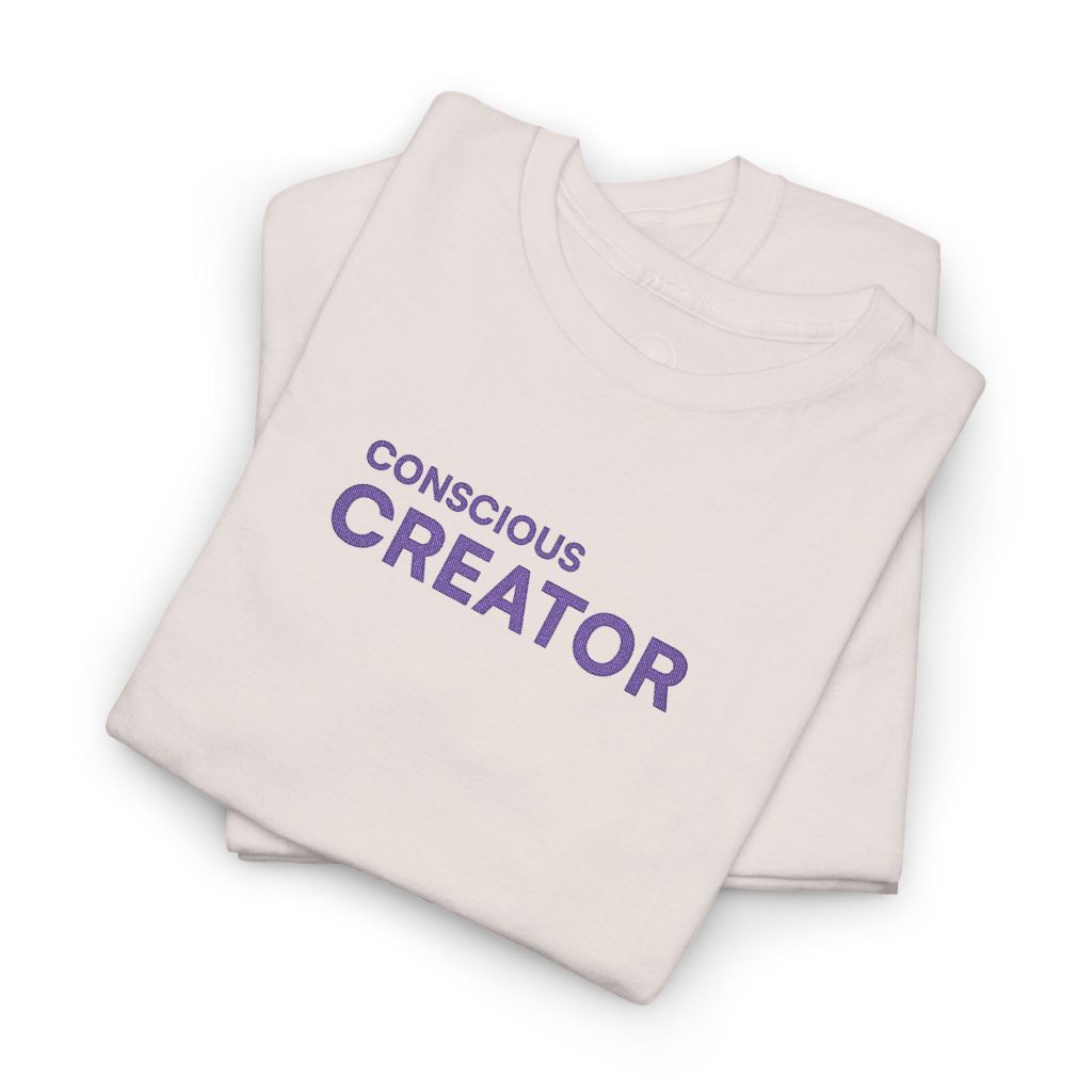 Conscious Creator Embroidered T-shirt Tee | Plain White Crew Neck