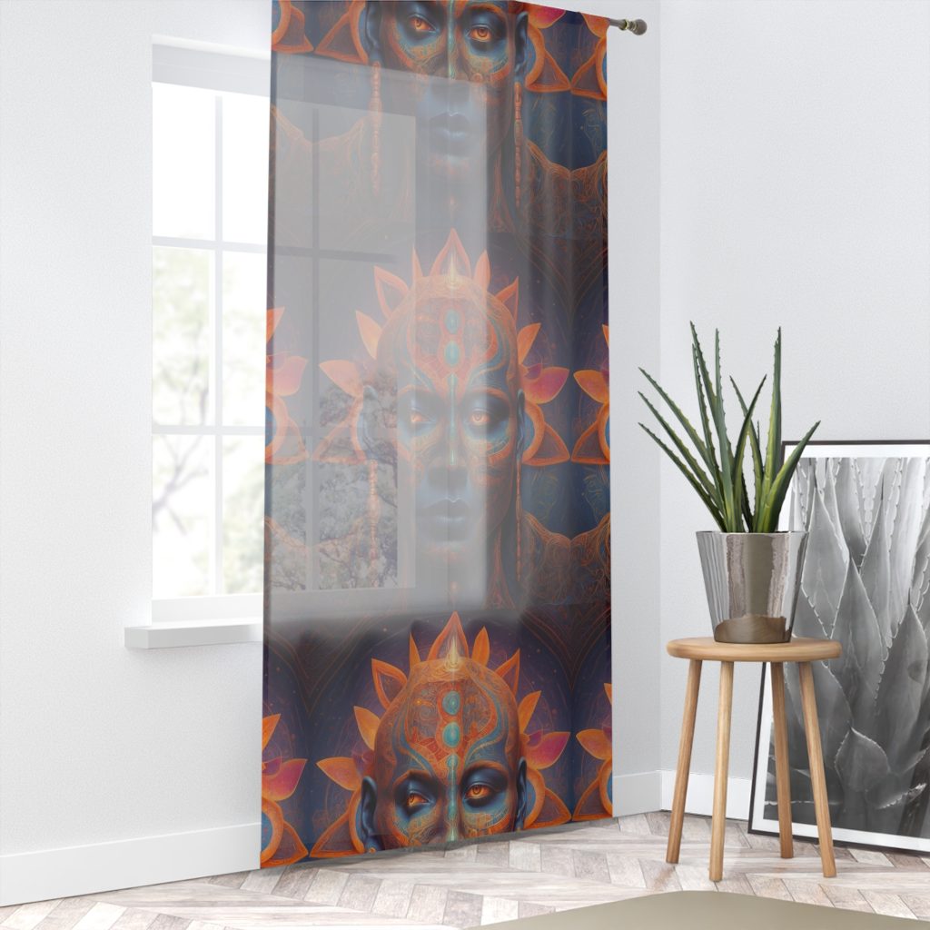 Mystic Lotus Face Window Curtain | Bohemian Spiritual Meditation Panel