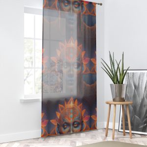 Mystic Lotus Face Window Curtain | Bohemian Spiritual Meditation Panel - Image 2