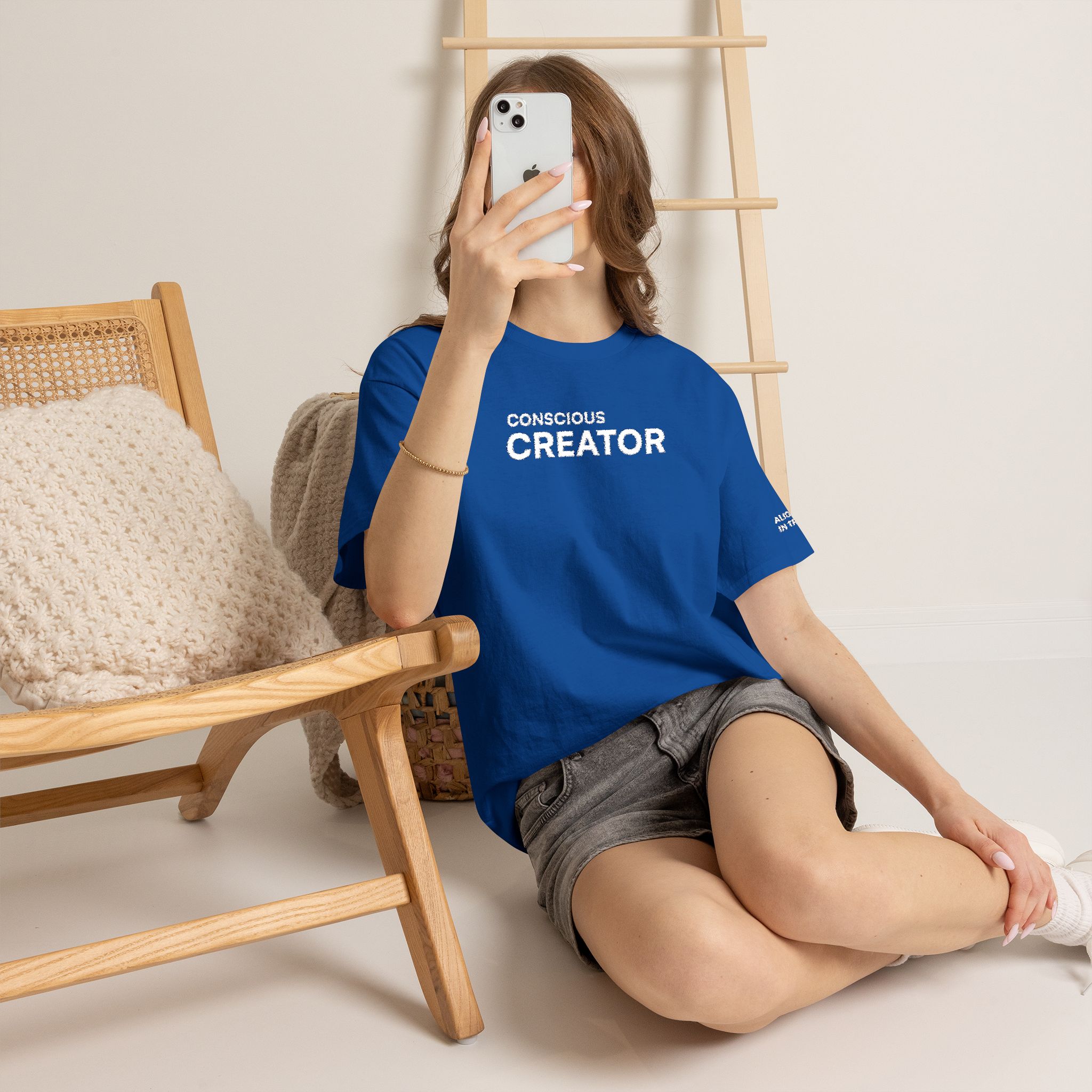 Conscious Creator Embroidered Design T-Shirt | Aligned in Truth on the left side, Black Tee, Minimal Graphic - Image 16