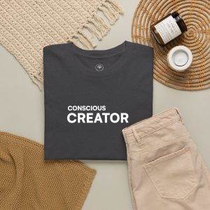 Conscious Creator Embroidered Design T-Shirt | Aligned in Truth on the left side, Black Tee, Minimal Graphic - Image 12