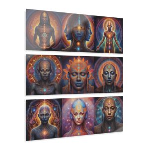 Celestial Beings Triptych Acrylic Print | Spiritual Chakra Wall Art - Image 2