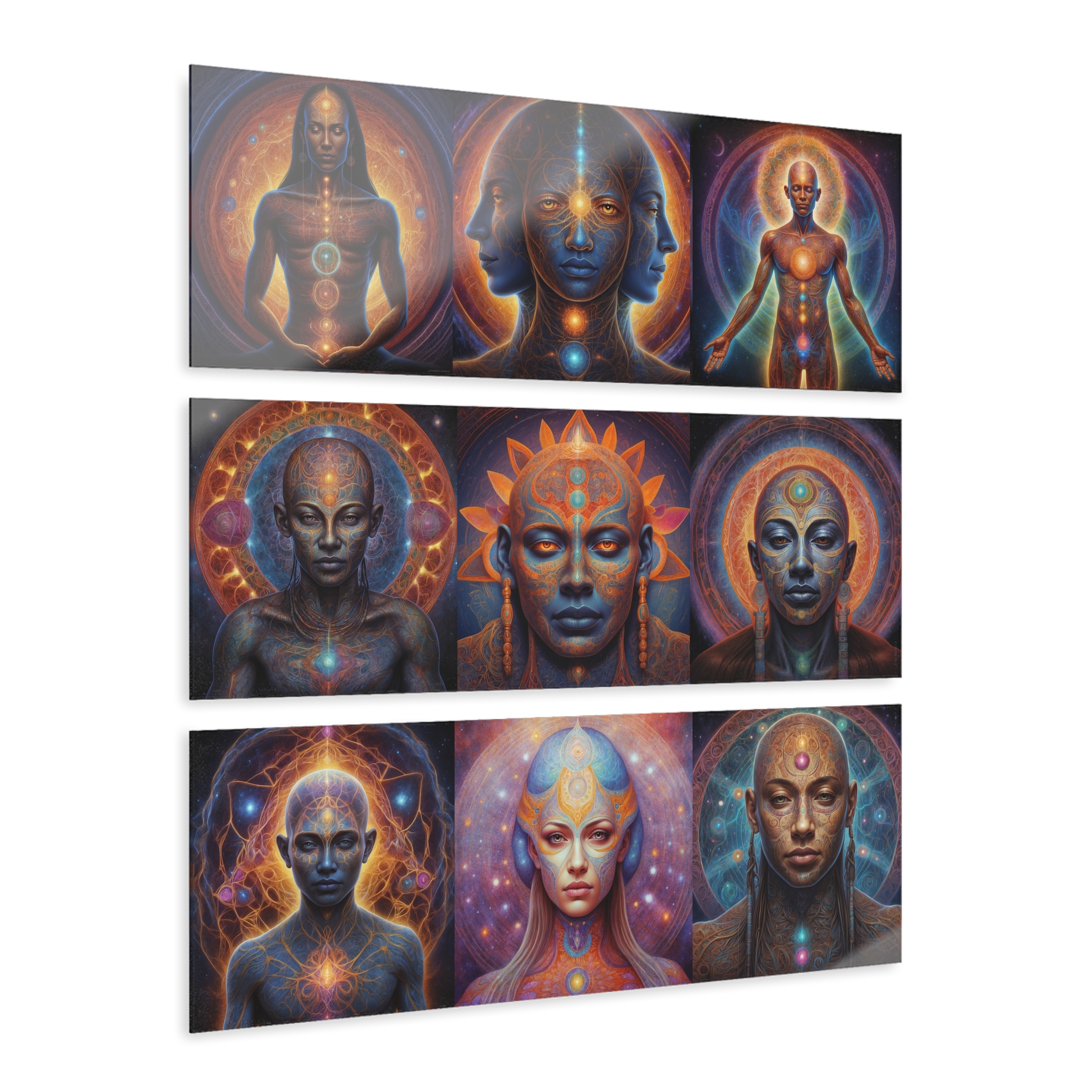 Celestial Beings Triptych Acrylic Print | Spiritual Chakra Wall Art - Image 2