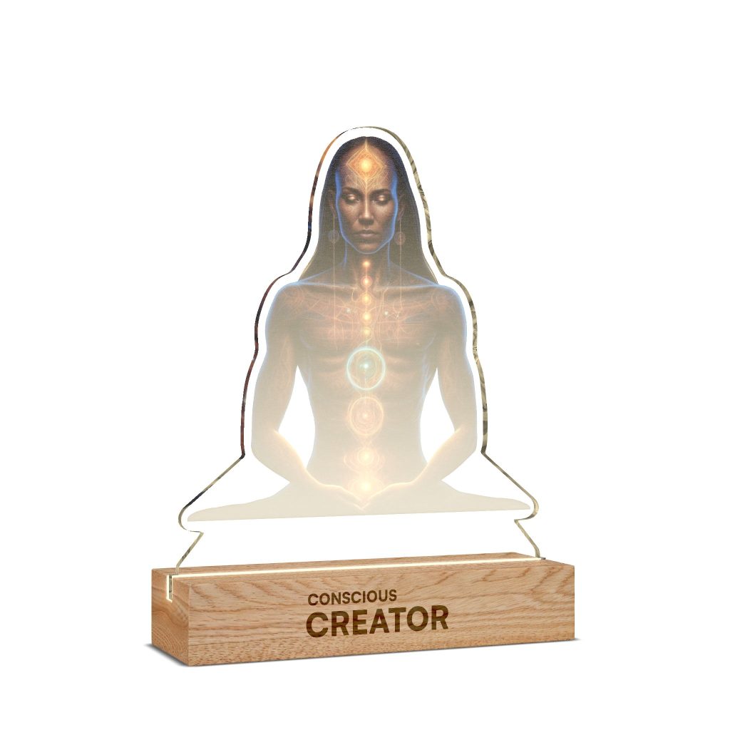 Conscious Creator Meditating Chakra Figure Night Light | Custom Shape UV Acrylic Lamp