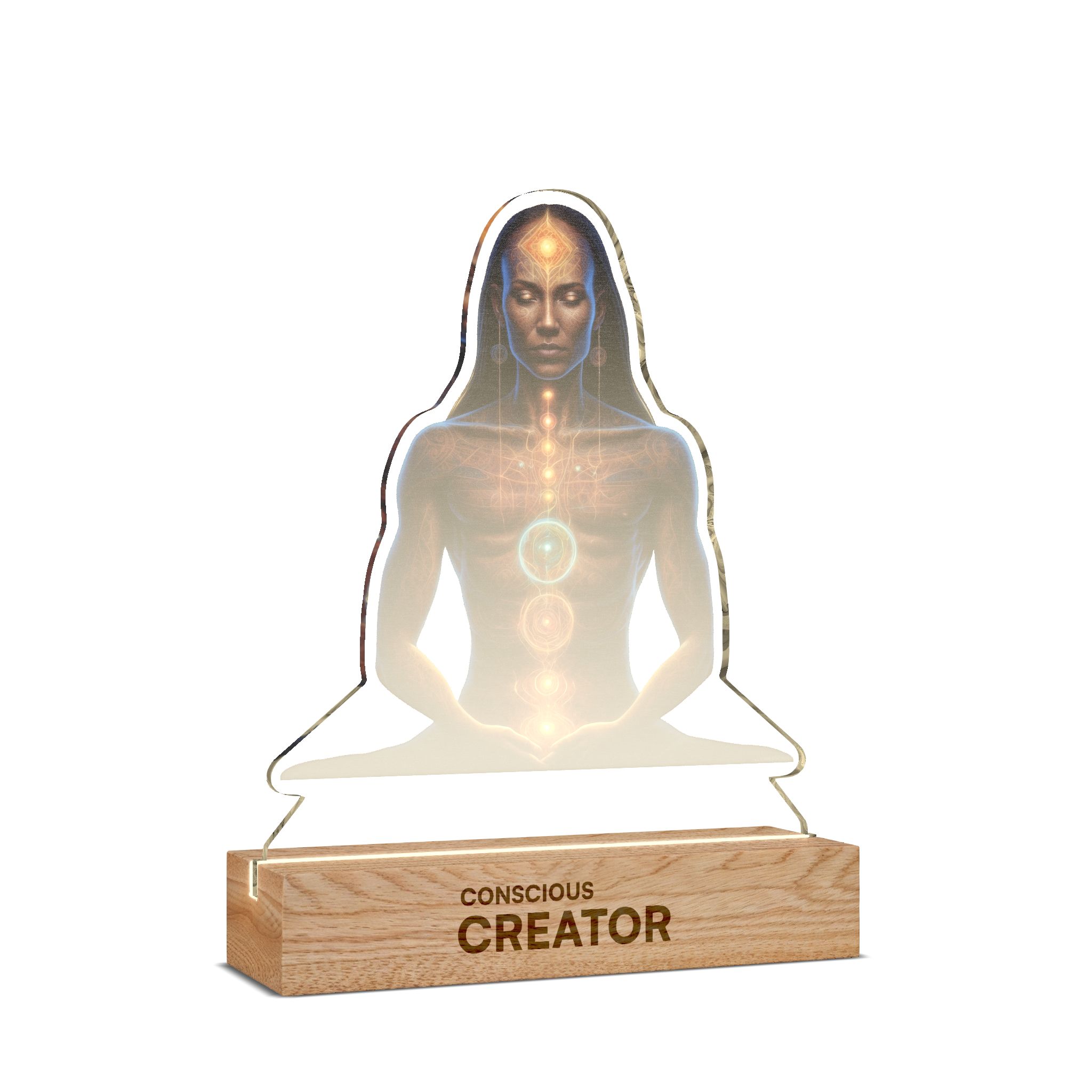 Conscious Creator Meditating Chakra Figure Night Light | Custom Shape UV Acrylic Lamp - Image 4