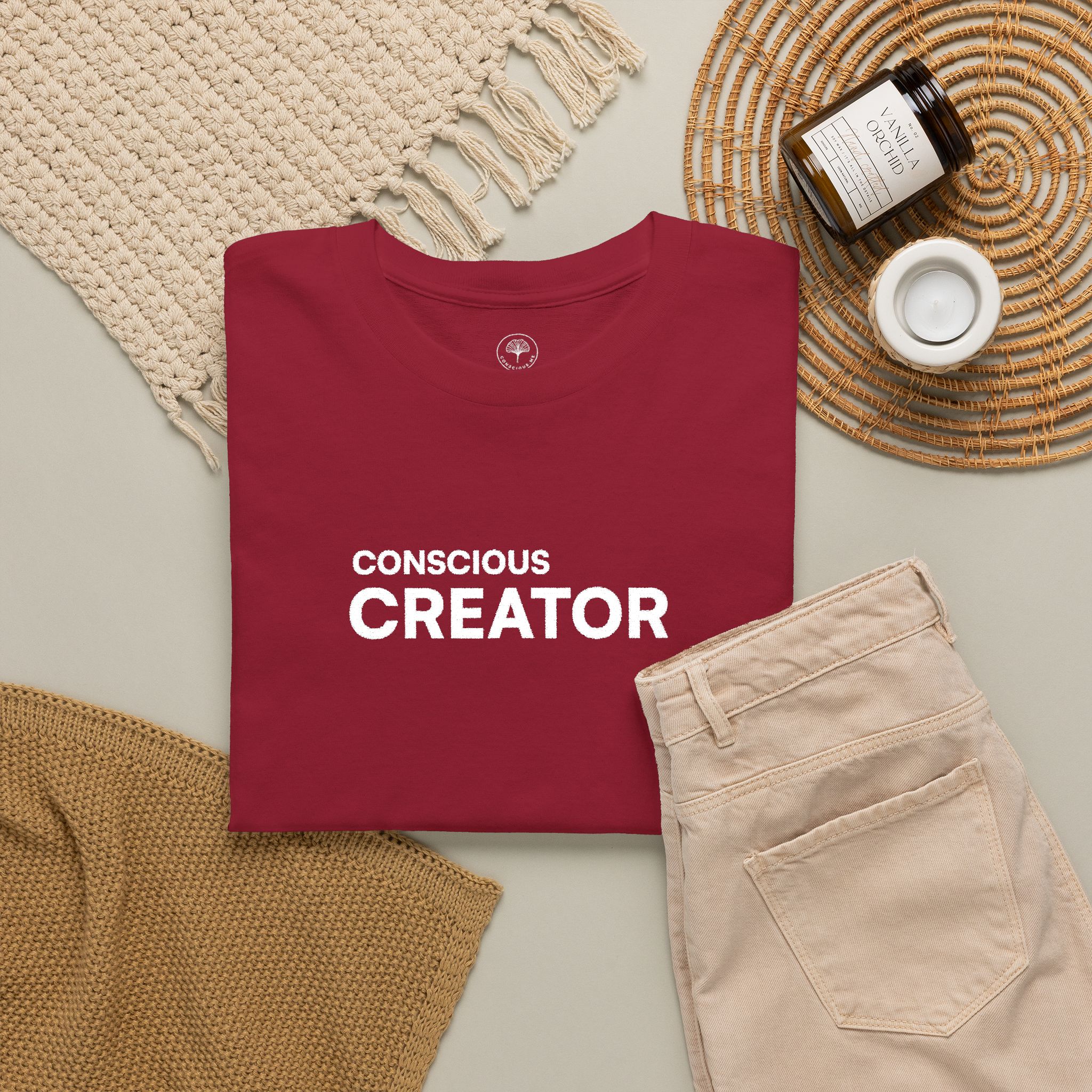 Conscious Creator Embroidered Design T-Shirt | Aligned in Truth on the left side, Black Tee, Minimal Graphic - Image 20