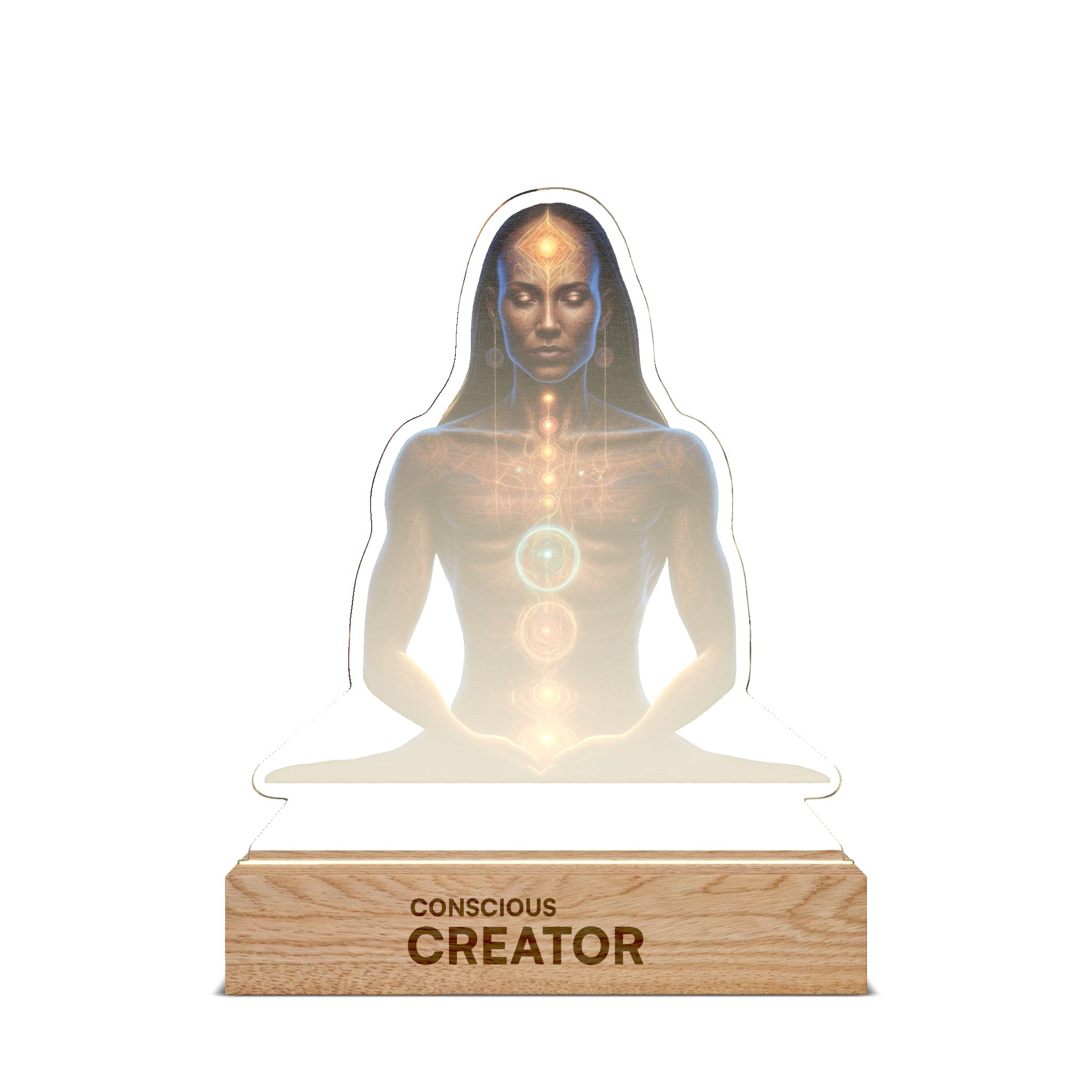Conscious Creator Meditating Chakra Figure Night Light | Custom Shape UV Acrylic Lamp - Image 3