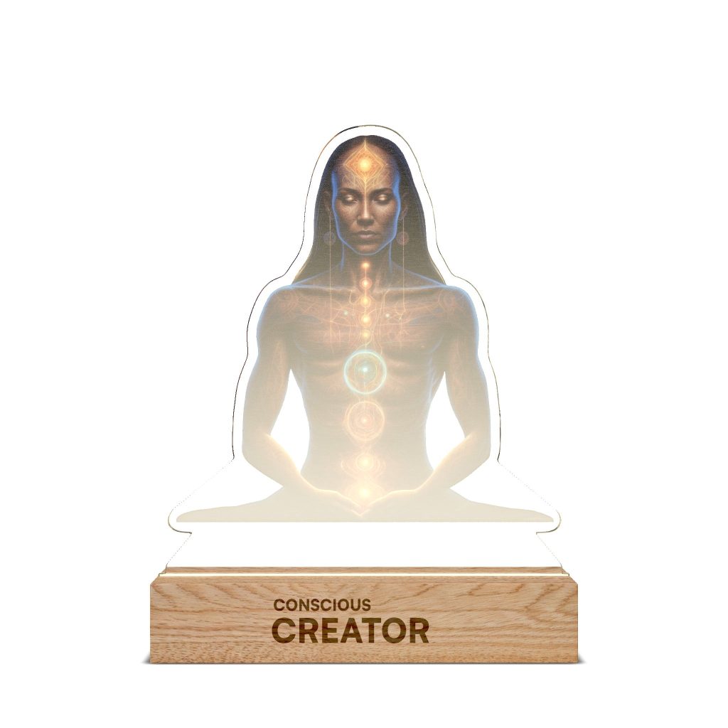 Conscious Creator Meditating Chakra Figure Night Light | Custom Shape UV Acrylic Lamp