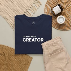 Conscious Creator Embroidered Design T-Shirt | Aligned in Truth on the left side, Black Tee, Minimal Graphic - Image 17