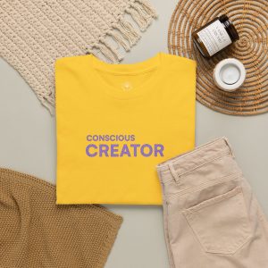 Conscious Creator Embroidered T-shirt Tee | Plain White Crew Neck - Image 14