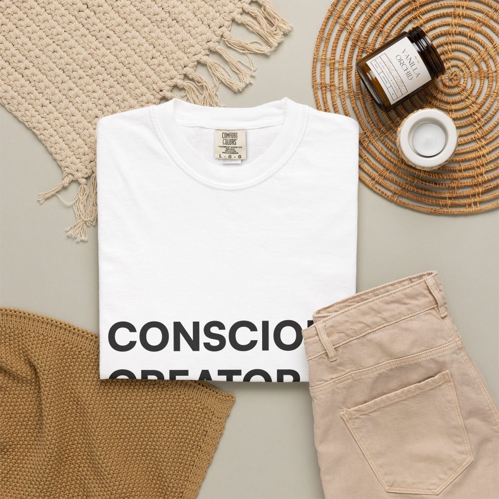 Conscious Creator T-shirt | Minimal Typography, Spiritual Affirmation
