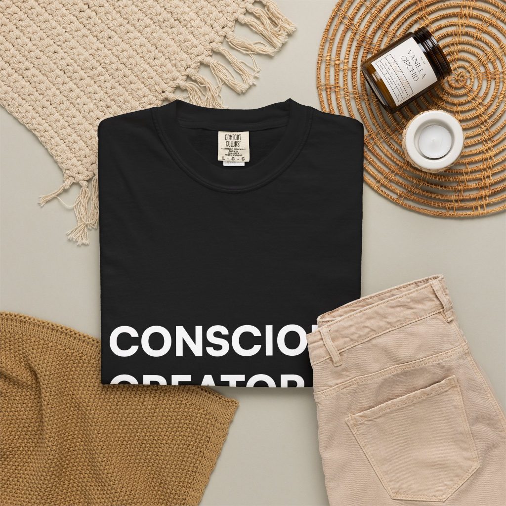 Conscious Creator T-shirt | Minimal Typography, Spiritual Affirmation