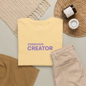 Conscious Creator Embroidered T-shirt Tee | Plain White Crew Neck - Image 10