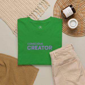 Conscious Creator Embroidered T-shirt Tee | Plain White Crew Neck - Image 16