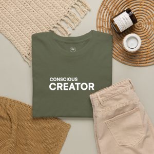Conscious Creator Embroidered Design T-Shirt | Aligned in Truth on the left side, Black Tee, Minimal Graphic - Image 8