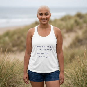 Drop the Mind Into Heart handwritten quote Tank | Racerback Yoga Top - Image 1