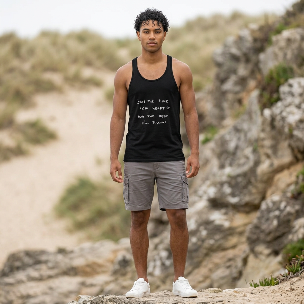 Drop the Mind Into Heart handwritten quote Tank | Racerback Yoga Top