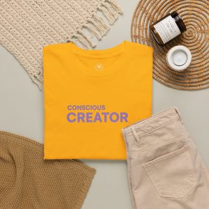 Conscious Creator Embroidered T-shirt Tee | Plain White Crew Neck - Image 11