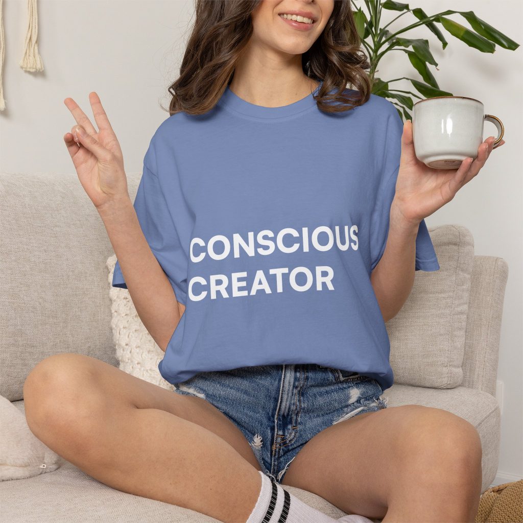 Conscious Creator T-shirt | Minimal Typography, Spiritual Affirmation