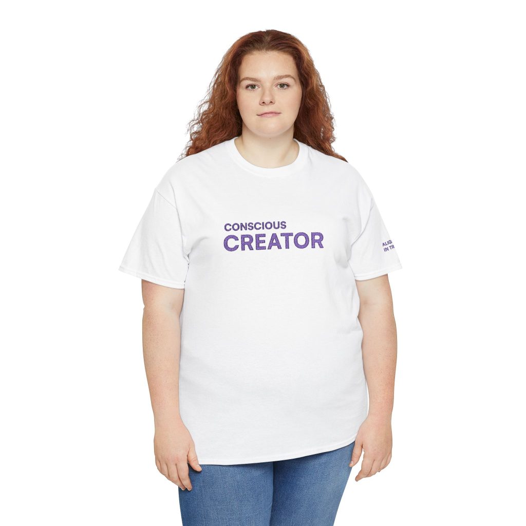 Conscious Creator Embroidered T-shirt Tee | Plain White Crew Neck