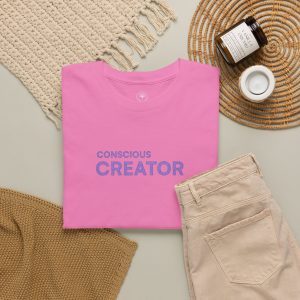 Conscious Creator Embroidered T-shirt Tee | Plain White Crew Neck - Image 20