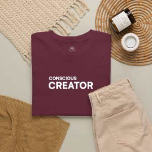 Conscious Creator Embroidered Design T-Shirt | Aligned in Truth on the left side, Black Tee, Minimal Graphic - Image 6