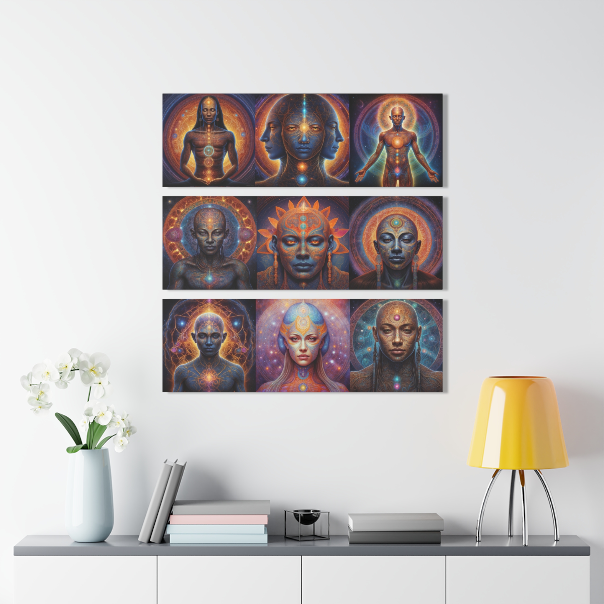 Celestial Beings Triptych Acrylic Print | Spiritual Chakra Wall Art - Image 5