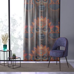 Mystic Lotus Face Window Curtain | Bohemian Spiritual Meditation Panel