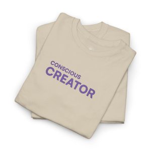 Conscious Creator Embroidered T-shirt Tee | Plain White Crew Neck - Image 7