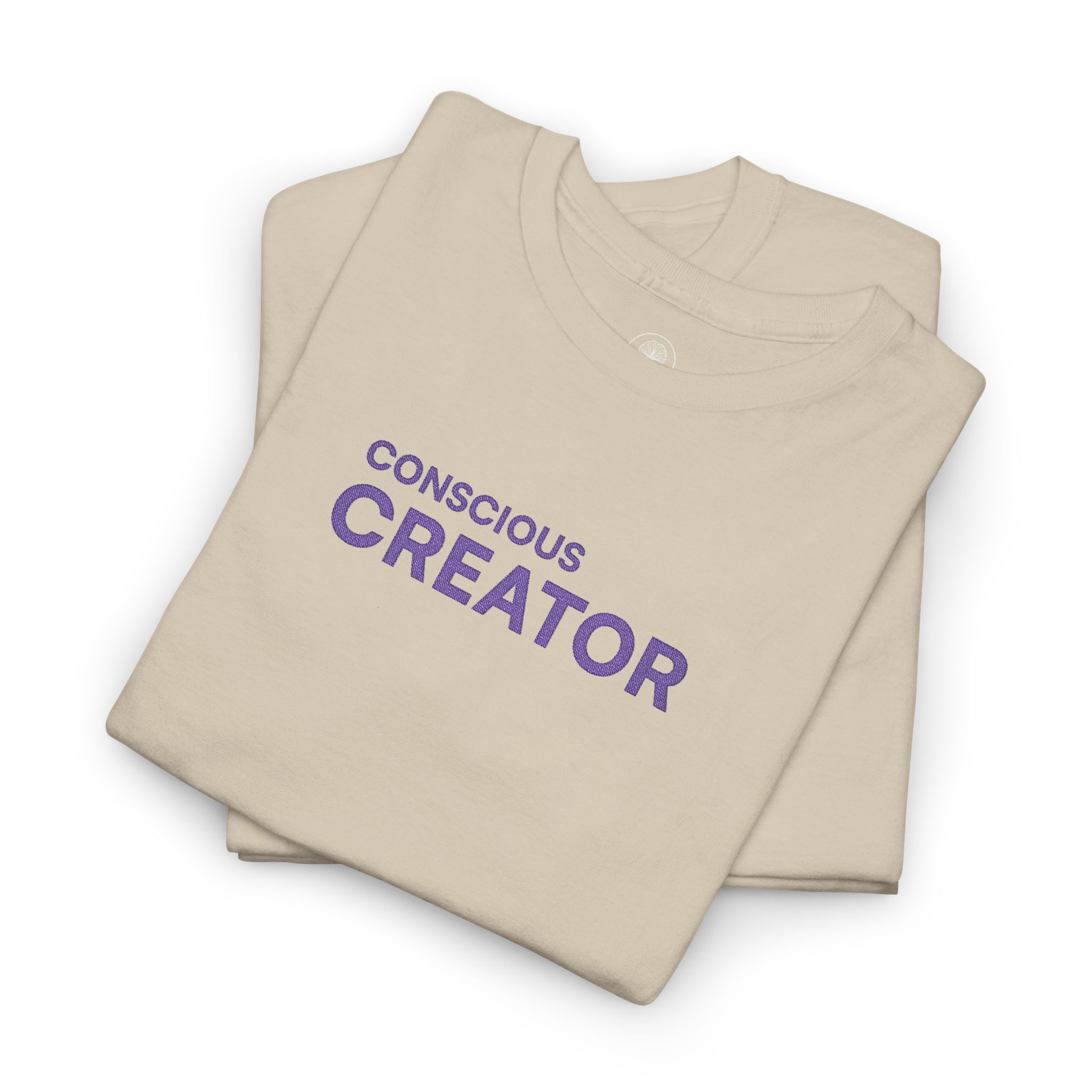 Conscious Creator Embroidered T-shirt Tee | Plain White Crew Neck - Image 7