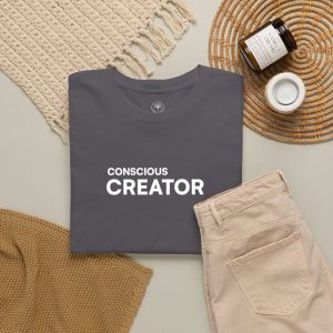 Conscious Creator Embroidered Design T-Shirt | Aligned in Truth on the left side, Black Tee, Minimal Graphic - Image 13